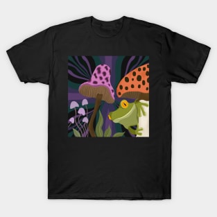 Whimsical Mushrooms and Frog T-Shirt